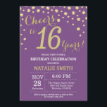 Purple and Gold 16th Birthday Diamond Invitation<br><div class="desc">16th Birthday Invitation with Purple and Gold Glitter Diamond Background. Gold Confetti. Kids Birthday. Boy or Girl Birthday. For further customization,  please click the "Customize it" button and use our design tool to modify this template.</div>