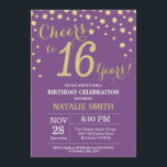 Purple and Gold 16th Birthday Diamond Invitation<br><div class="desc">16th Birthday Invitation with Purple and Gold Glitter Diamond Background. Gold Confetti. Kids Birthday. Boy or Girl Birthday. For further customization,  please click the "Customize it" button and use our design tool to modify this template.</div>