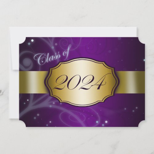 Purple and Gold 2024 Graduation Invitation