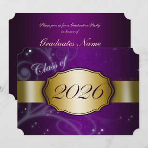Purple and Gold 2026 Graduation Party Invitation