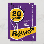Purple and Gold 20 Year Class Reunion Invitation (Front/Back)