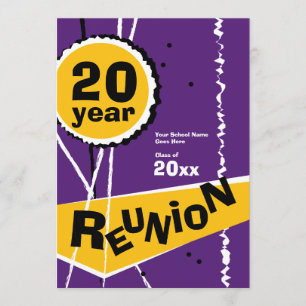 Purple and Gold 20 Year Class Reunion Invitation