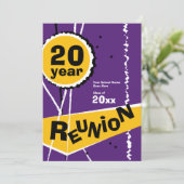 Purple and Gold 20 Year Class Reunion Invitation (Standing Front)