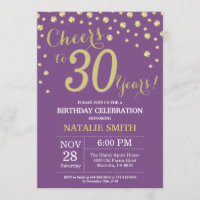 Purple and Gold 30th Birthday Diamond