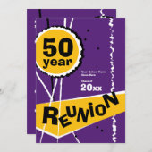 Purple and Gold 50 Year Class Reunion Invitation (Front/Back)