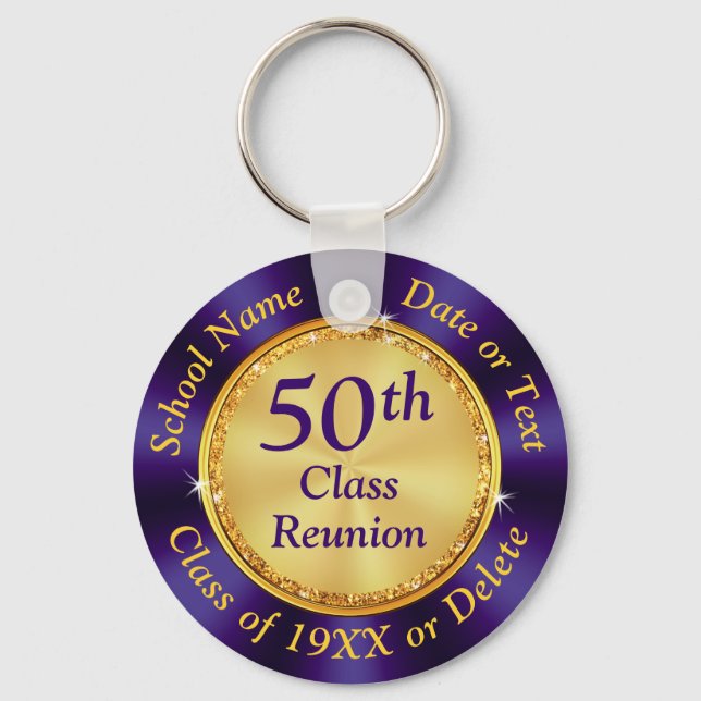 Purple and Gold, 50 Year Class Reunion Souvenirs,  Keychain (Front)