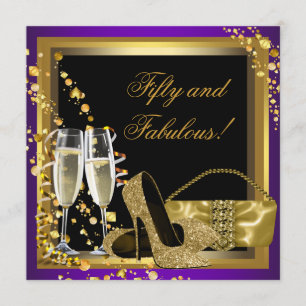 Purple and Gold 50th Birthday Party Invitation