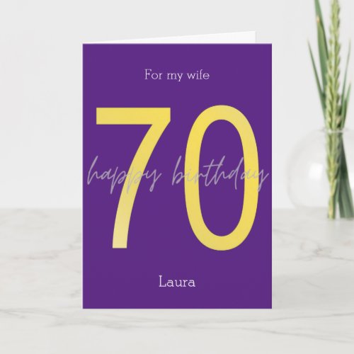 Purple and Gold 70th Birthday Card