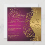 Purple And Gold 95th Birthday Party Invitation at Zazzle