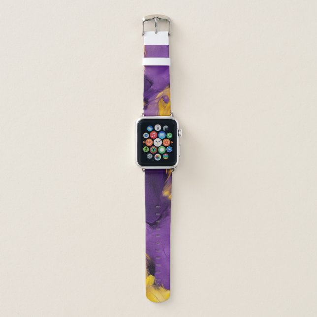 Purple and Gold Abstract Apple Watch Band (Front)