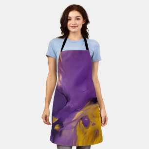 Purple and Gold Abstract Apron