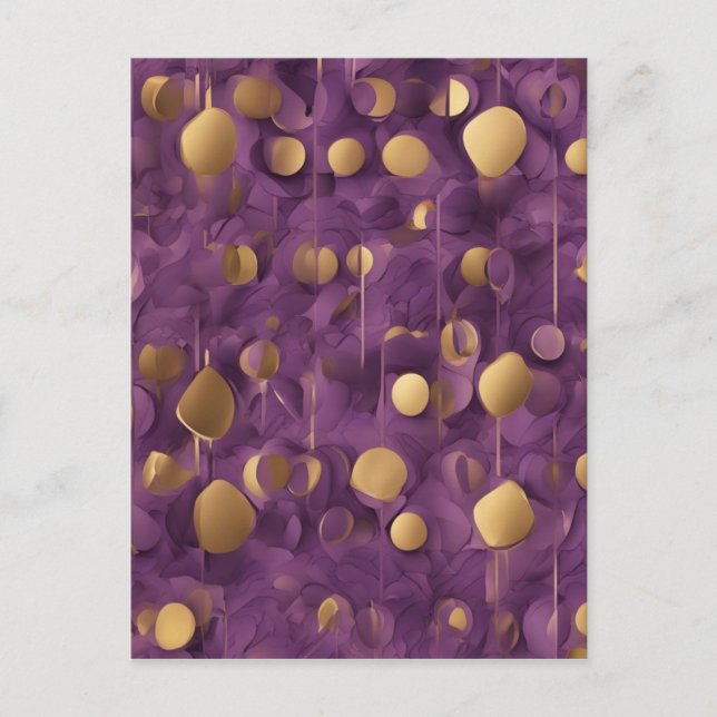 Purple and Gold Abstract Art Postcard (Front)