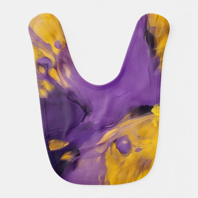 Purple and Gold Abstract Baby Bib (Front)