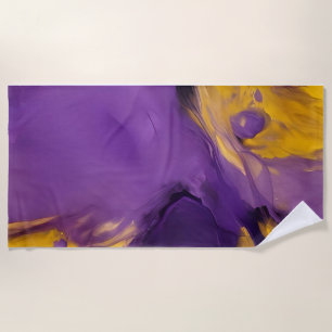 Purple and Gold Abstract Beach Towel