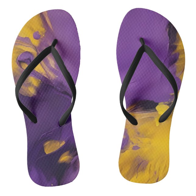 Purple and Gold Abstract  Flip Flops (Footbed)