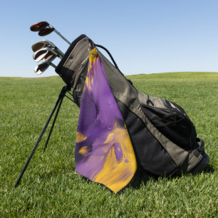 Purple and Gold Abstract Golf Towel