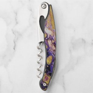 Purple and gold abstract paint waiter's corkscrew