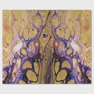 Purple and gold abstract paint wrapping paper