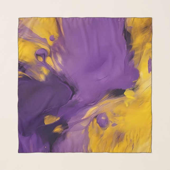 Purple and Gold Abstract Scarf (Front)