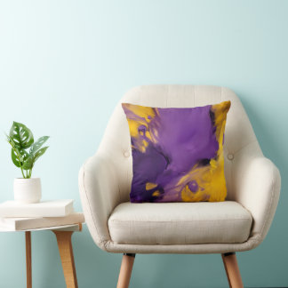 Purple and Gold Abstract Throw Pillow