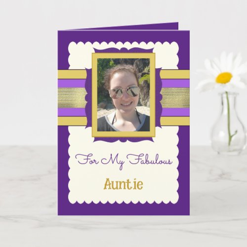 Purple and gold add photo auntie birthday