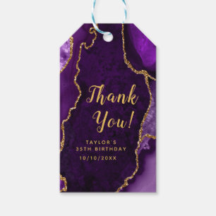 Purple and Gold Agate Birthday Thank You Gift Tags