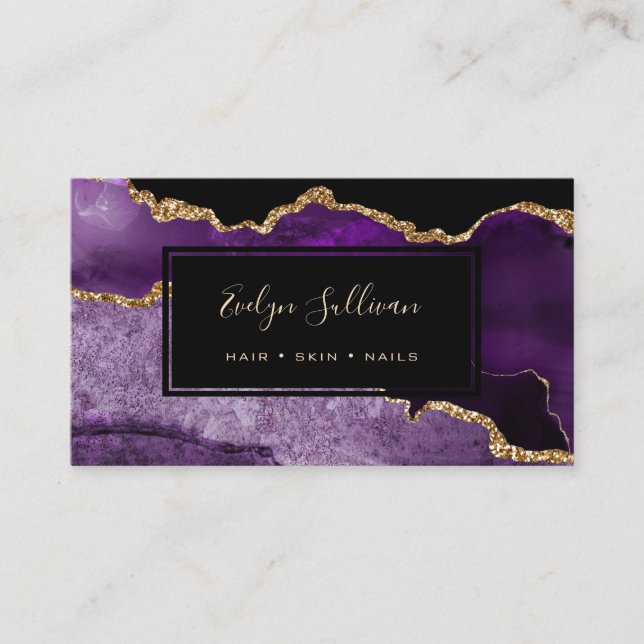 purple and gold agate business card (Front)