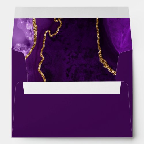 Purple and Gold Agate Marble Birthday Party Envelope