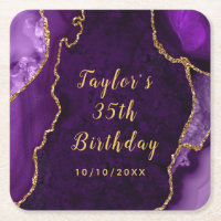 Purple and Gold Agate Marble Birthday