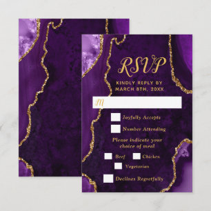Purple and Gold Agate Meal Selection RSVP Card