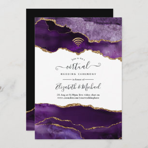Purple and Gold Agate Virtual Wedding Invitation