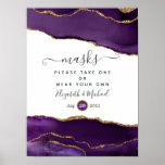 Purple And Gold Agate Wedding Face Masks Poster at Zazzle