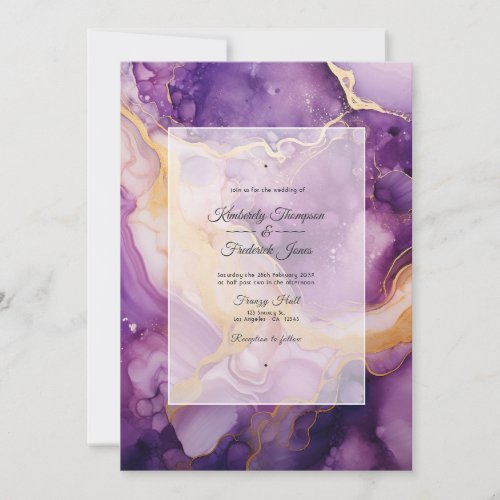Purple and Gold Agate Wedding Invitation