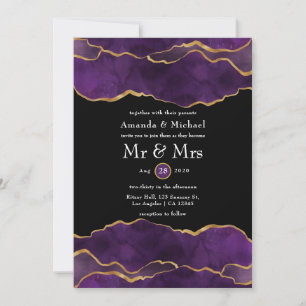 Purple and Gold Agate Wedding Invitation