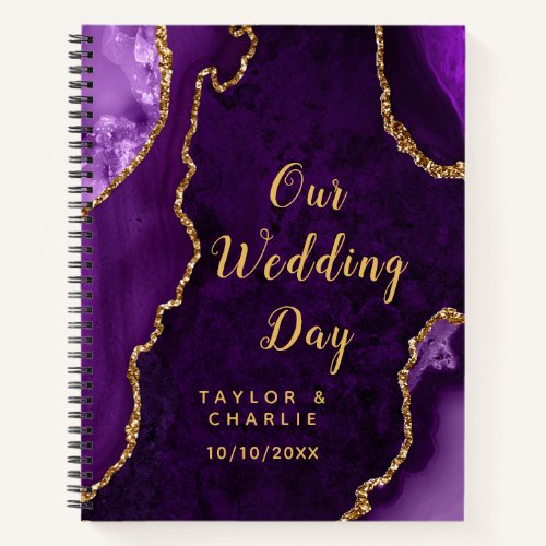 Purple and Gold Agate Wedding Planner Notebook