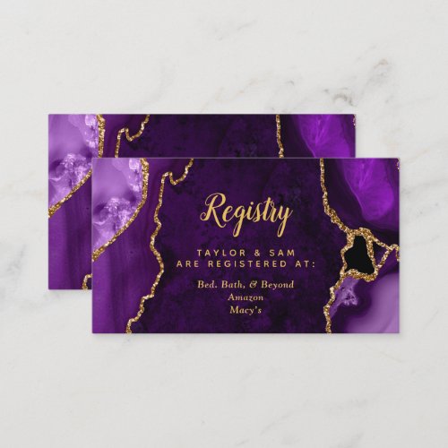 Purple and Gold Agate Wedding Registry Enclosure Card
