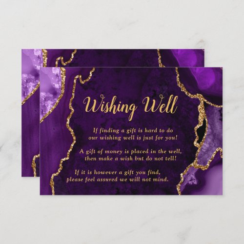 Purple and Gold Agate Wedding Wishing Well Enclosure Card