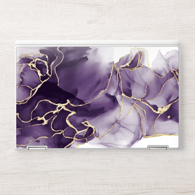 Purple and Gold Alcohol Ink  HP Laptop Skin (Front)