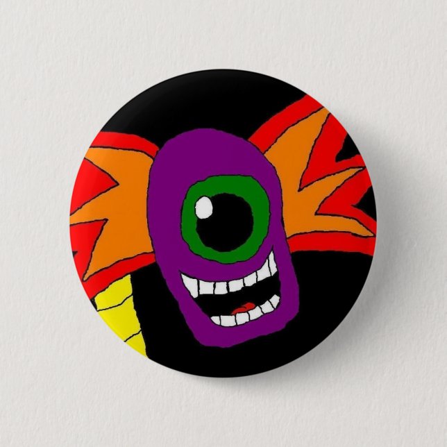 Purple and Gold Alien Head Pin (Front)