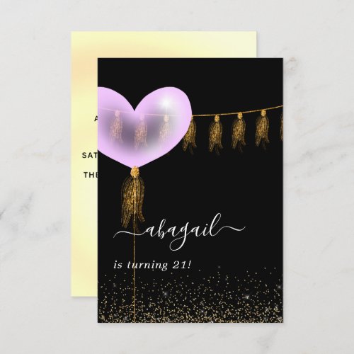 Purple and Gold and Black Birthday Party Invitatio Invitation