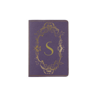 Purple and Gold Antique Look Passport Holder