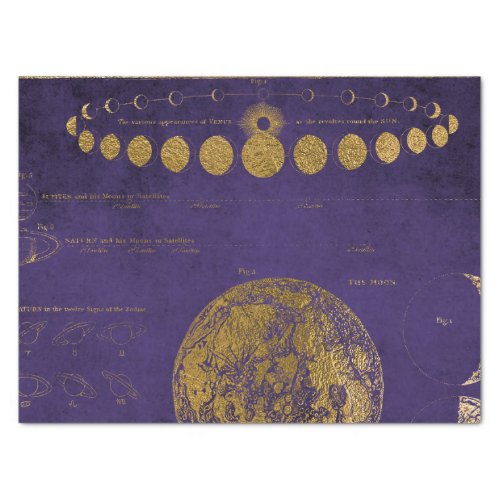 Purple and Gold Antique Map Tissue Paper