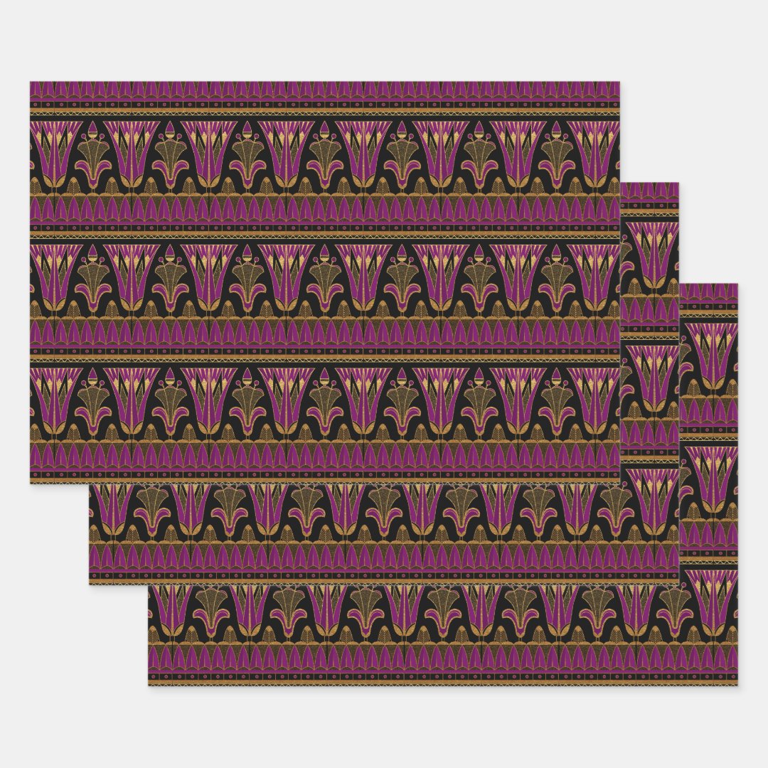 Purple and Gold Art Deco Wrapping Paper Sheets Zazzle