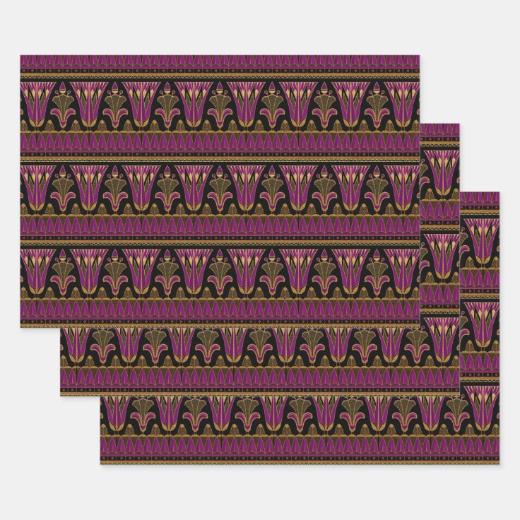 Purple and Gold Art Deco Wrapping Paper Sheets | Zazzle