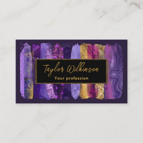 Purple and Gold Astral Brush Strokes Business Card