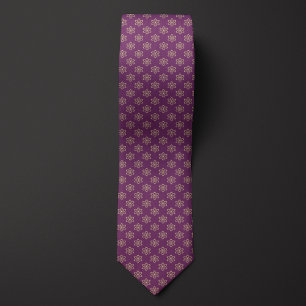 Purple and Gold Atom Pattern Neck Tie