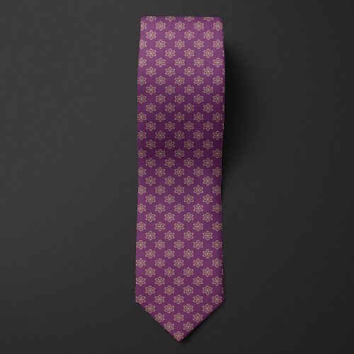 Purple and Gold Atom Pattern Neck Tie