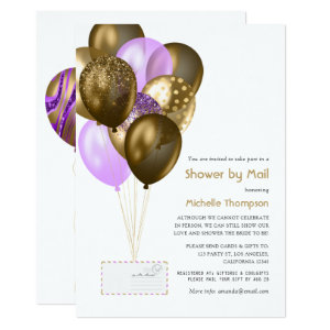 Purple and Gold Baby or Bridal Shower by Mail Invitation