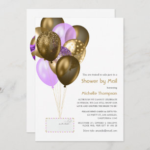 Purple and Gold Baby or Bridal Shower by Mail Invitation