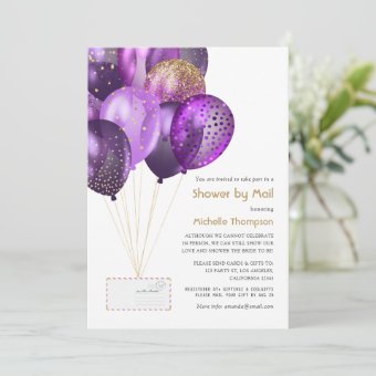 Purple and Gold Baby or Bridal Shower by Mail Invitation | Zazzle